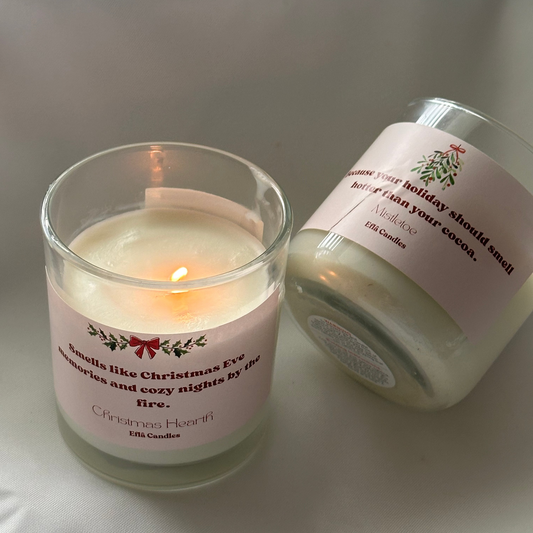 Christmas Hearth Soy Candle – Festive scented candles made with natural soy wax. Cozy holiday candles with cinnamon, clove, and fir fragrance.
