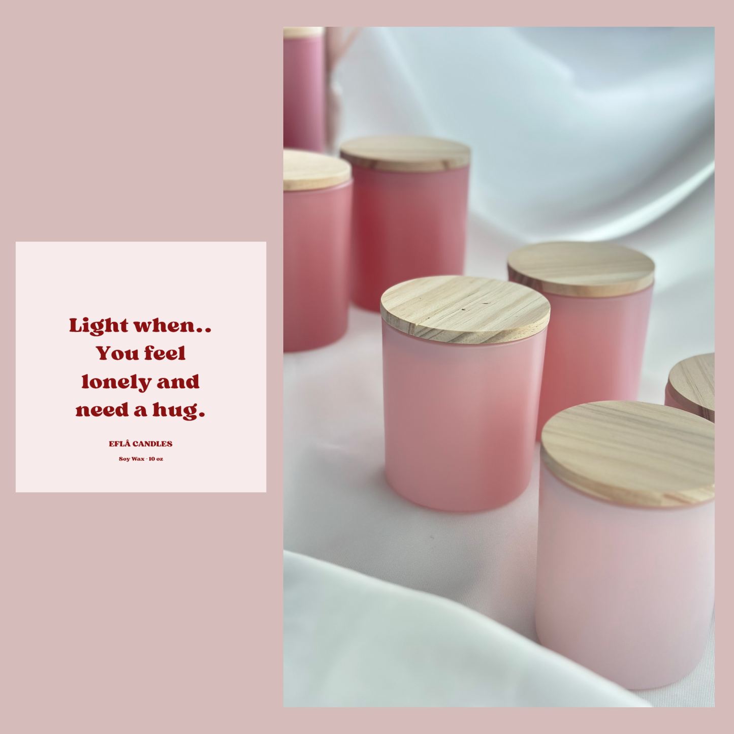 “Light When You Feel Lonely & Need a Hug” – Comforting Soy Candle | Self-Soothing Gift | Choose Scent & Jar