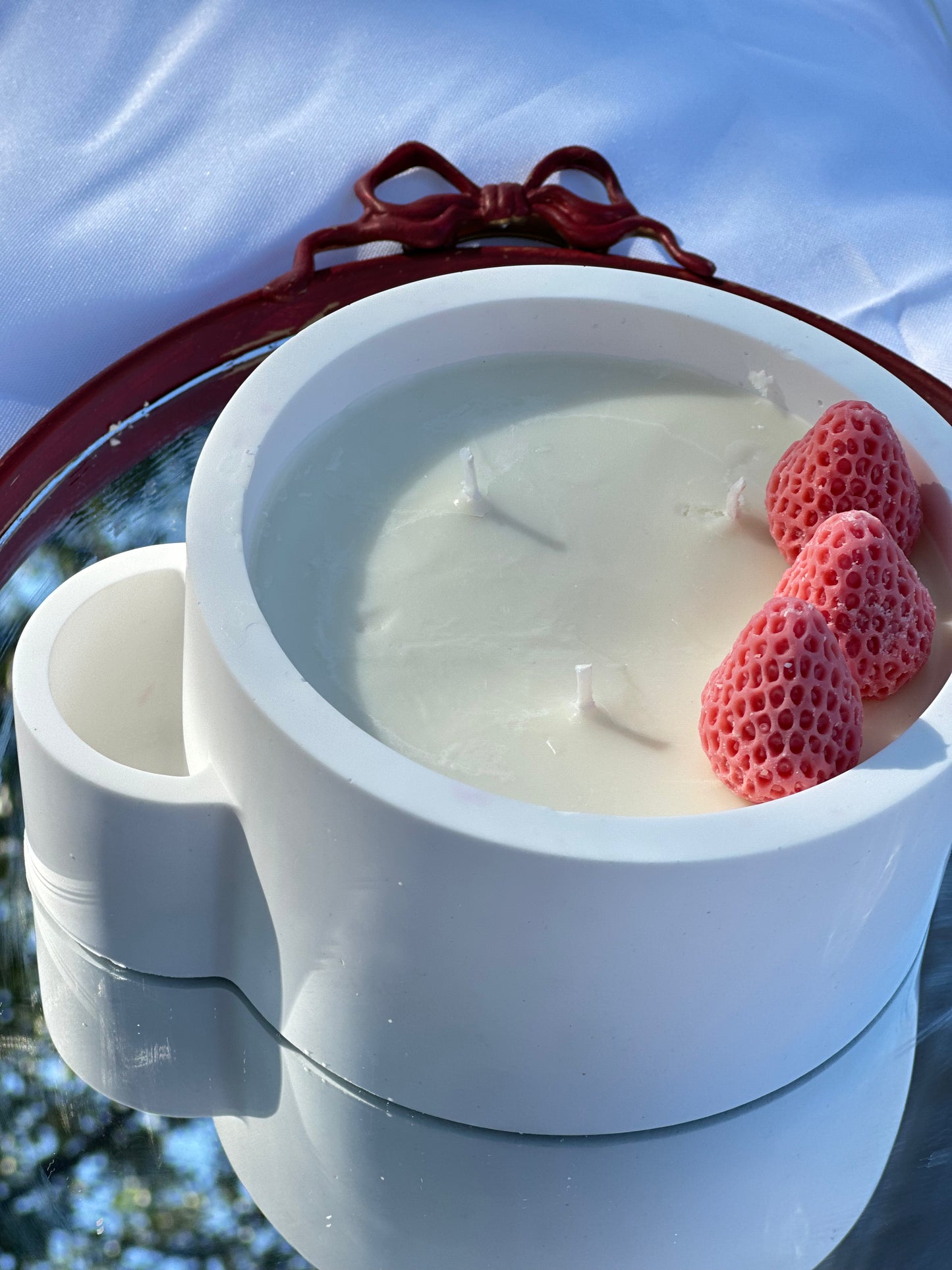 Strawberry Match Hole Candle – Concrete Jar with Wax Melt Topping