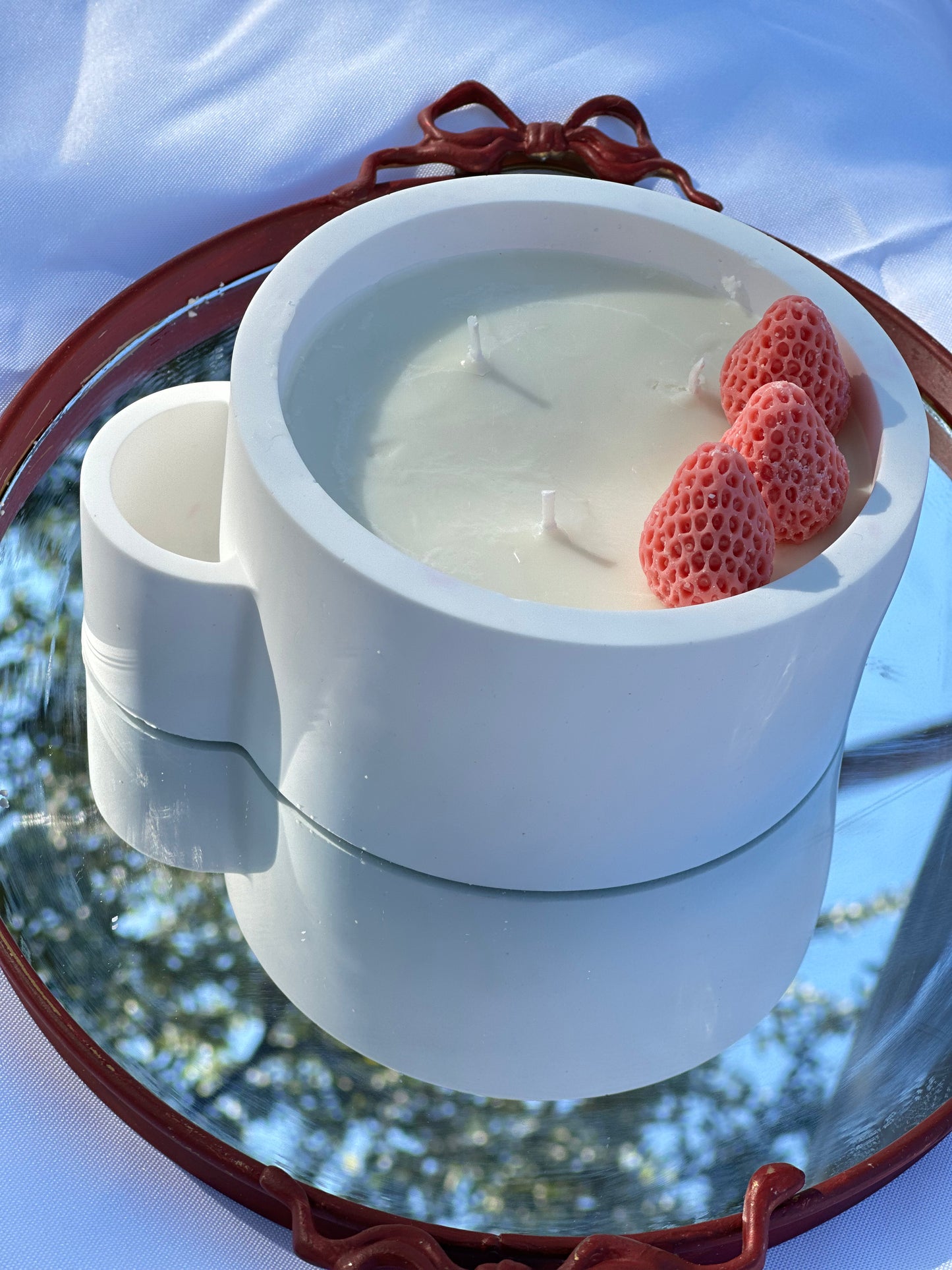 Strawberry Match Hole Candle – Concrete Jar with Wax Melt Topping