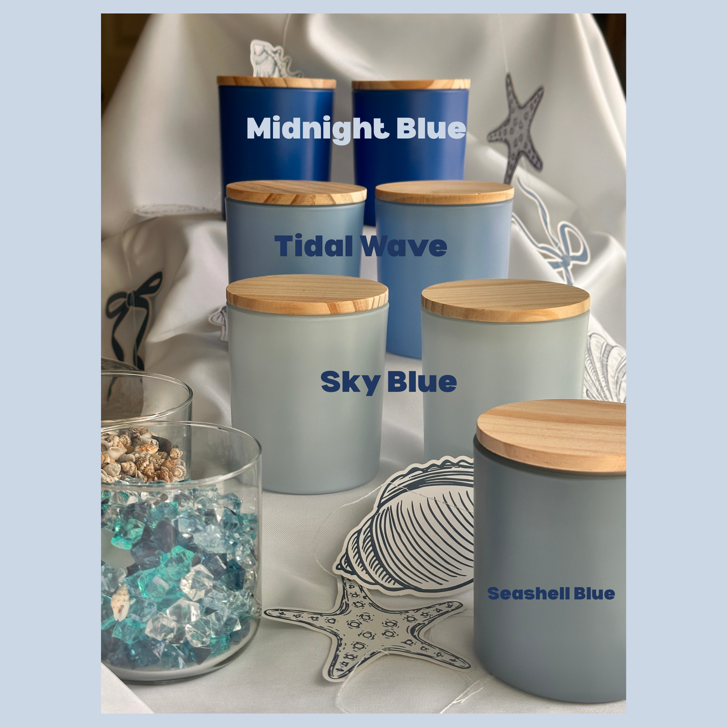 "The Summer I Held on to the Spark – Choose Your Team Inspired Candle Collection | Four Blue Jar Styles – Golden Hour & Selenite Glow Scents"